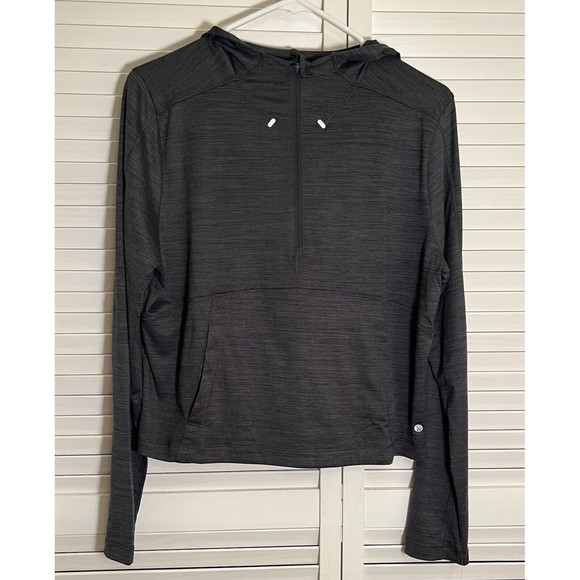 Layer8 Warm Up Hoodie Women's lightweight gray 1/2 zip kangaroo pocket Small - Picture 6 of 16